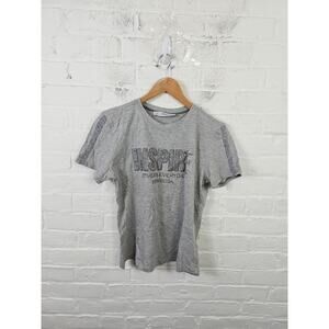 Morena Rosa Women's Graphic Logo Crew Neck T-Shirt Short Sleeve Gray Size Small